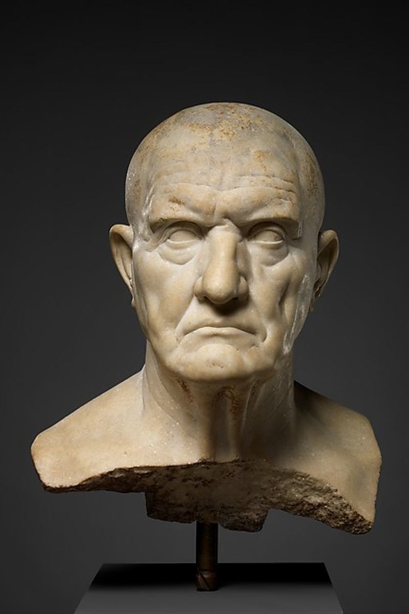 Roman marble portrait bust of a man, mid-1st century CE.